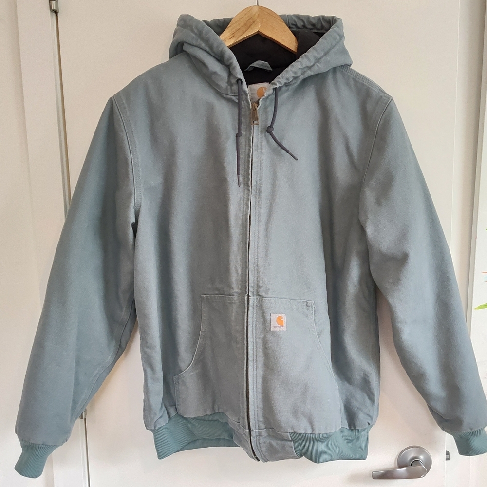 Carhartt Sea Glass Slate Blue Green WJ130 L Hooded Jacket